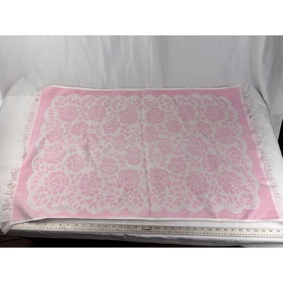 VTG 5x Cotton Blend Towel Soft Pink Red Floral Bath Hand Towels Reversible - Picture 5 of 7